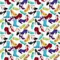 Seamless pattern with different shoes