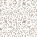 Seamless pattern with different sweet icons