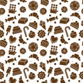 Seamless pattern with different sweet icons