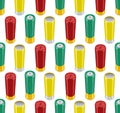Seamless pattern with different types of shotshells. Vector decorative background illustration Royalty Free Stock Photo