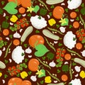 Seamless pattern with different vegetables. Vector graphics Royalty Free Stock Photo