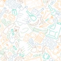 Seamless pattern with diffrenet types of household waste