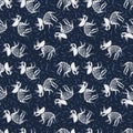 Seamless pattern with dino skeletons with bones. Royalty Free Stock Photo