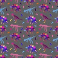 Seamless pattern with dinosaurs