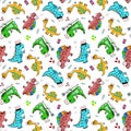 seamless pattern with dinosaurs doctors, for printing on fabric, children's doctors for gowns, for hospitals and clinics.