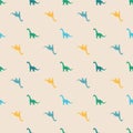 Seamless pattern with dinosaurs silhuettes. Creative vector childish background for fabric, textile Royalty Free Stock Photo