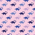 Seamless pattern with dinosaurs silhuettes. Creative vector childish background for fabric, textile Royalty Free Stock Photo