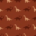 Seamless pattern with dinosaurs silhuettes. Creative vector childish background for fabric, textile Royalty Free Stock Photo