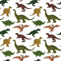 Seamless pattern. Dinosaurs on a white background. Vintage retro style. Illustration vector. Surface design. Royalty Free Stock Photo