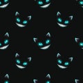 Seamless pattern with disappearing cat faces