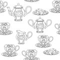 Seamless pattern with tea set