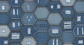 Distressed Denim Patchwork Honeycomb Seamless Pattern Rustic Textile Fabric Background Royalty Free Stock Photo