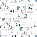 Seamless pattern with dog. Vector print with cute funny fashionable dogs. Vector illustration