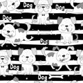 Seamless pattern with dog. Vector print with cute funny fashionable dogs. Vector illustration