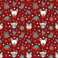 Seamless vector pattern featuring cute dog faces. Royalty Free Stock Photo