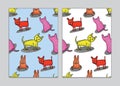 Seamless pattern dogs cartoon for book cover, paper, wallpaper, Gift Wrap, wale, fabric