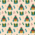 Seamless pattern dogs cats