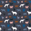 Seamless pattern. Dogs of different breeds