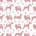 Seamless pattern with dogs and dog tracks