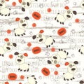 Seamless pattern with dogs, paws, bones and lettering Royalty Free Stock Photo
