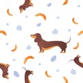 Seamless pattern with dogs and sausage Royalty Free Stock Photo