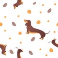 Seamless pattern with dogs and sausage Royalty Free Stock Photo