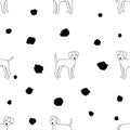 Seamless pattern of dogs on a white background. Dalmatian. Vector illustration.