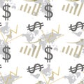 Seamless pattern dollar and chart .