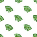 Seamless pattern dollars bill cartoon money Flat design Vector