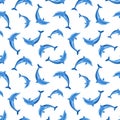 Seamless pattern with dolphins. Vector illustration. Royalty Free Stock Photo