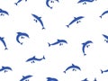 Seamless pattern dolphins white background vector illustration Royalty Free Stock Photo