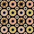 Seamless pattern with donates on black background