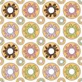 Seamless pattern with donates on white background