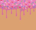 Seamless pattern donut with pink glaze. Vector illustration.