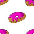 Seamless pattern of donuts in glaze. Vector of donuts. Seamless background of donuts in colored glaze Royalty Free Stock Photo
