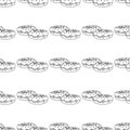 Seamless pattern with donuts outline drawings