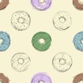 Seamless pattern with donuts. Sketch