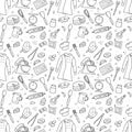 Seamless pattern with doodle baking and cooking elements Royalty Free Stock Photo