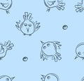 Seamless pattern.doodle bird set . Vector Royalty Free Stock Photo