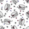 Seamless pattern with doodle burger