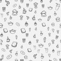 Seamless pattern doodle cafe food Royalty Free Stock Photo