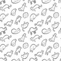 Seamless pattern with doodle cats. Background with playing kitt Royalty Free Stock Photo