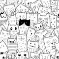 Seamless pattern with doodle cats.