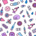 Seamless pattern with doodle allergy icons.