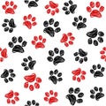 Seamless pattern with doodle dog paws Royalty Free Stock Photo