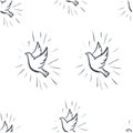 Seamless pattern doodle dove fly