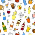 Seamless pattern with doodle drinks.