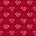 Seamless pattern with doodle hearts