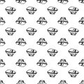 Seamless pattern doodle iron icon. Hand drawn black sketch. Sign symbol. Decoration element.  Isolated on the white background. Royalty Free Stock Photo