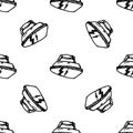 Seamless pattern doodle iron icon. Hand drawn black sketch. Sign symbol. Decoration element.  Isolated on the white background. Royalty Free Stock Photo